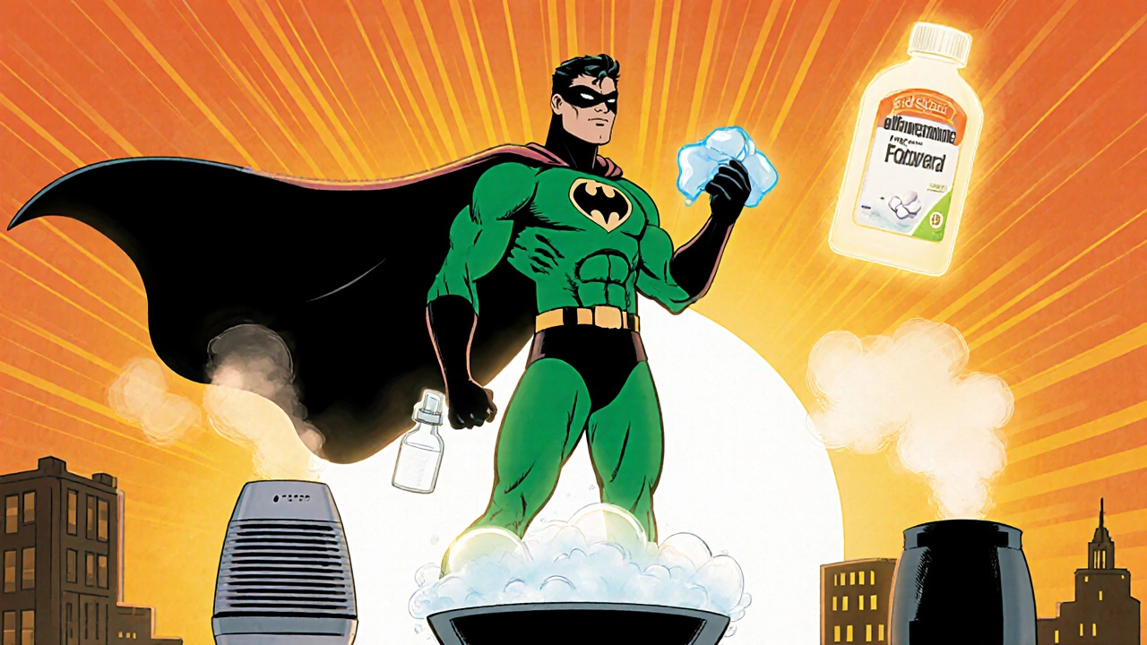 Hero uses steam, saline spray, humidifier and feels revitalized on a rooftop.