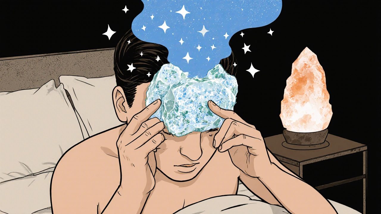 Cool blue menthol vapor rising from fingers applied to temples and neck