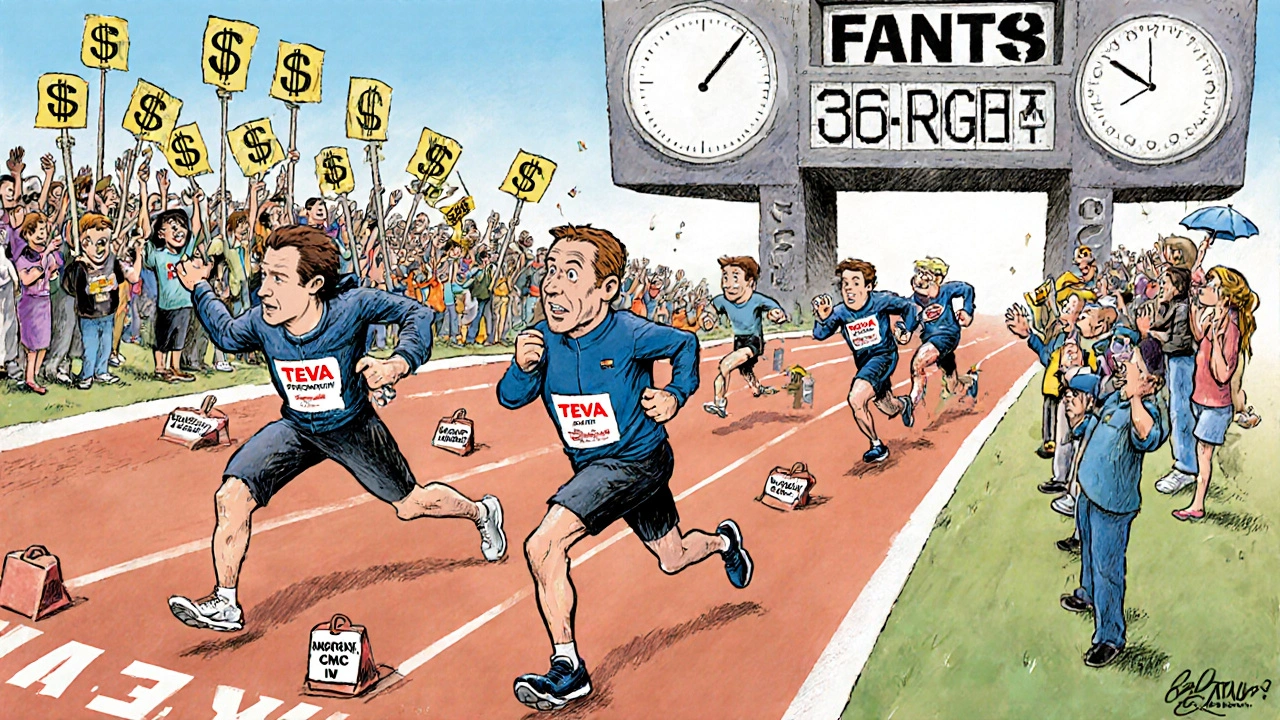 Generic drug companies running a marathon past legal landmines toward a 90% prescription finish line.