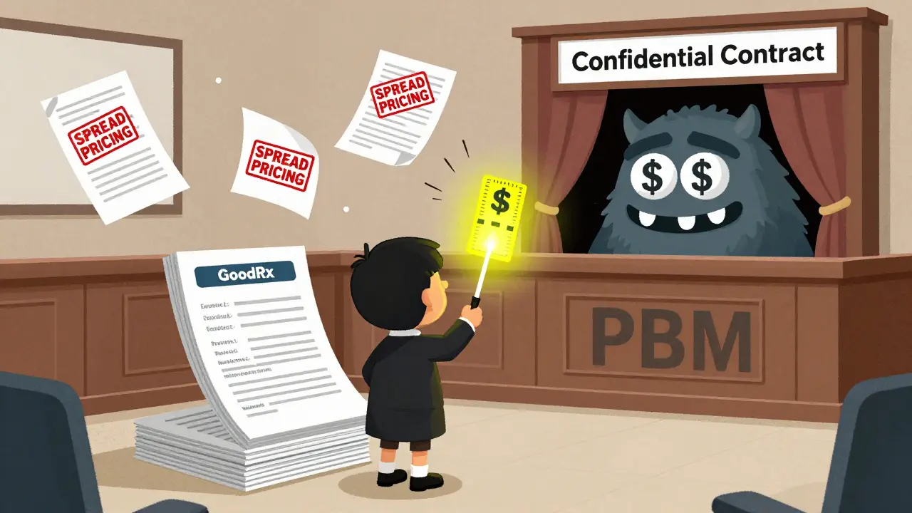 A patient uses a GoodRx coupon in court against a PBM monster hiding behind a confidential contract.