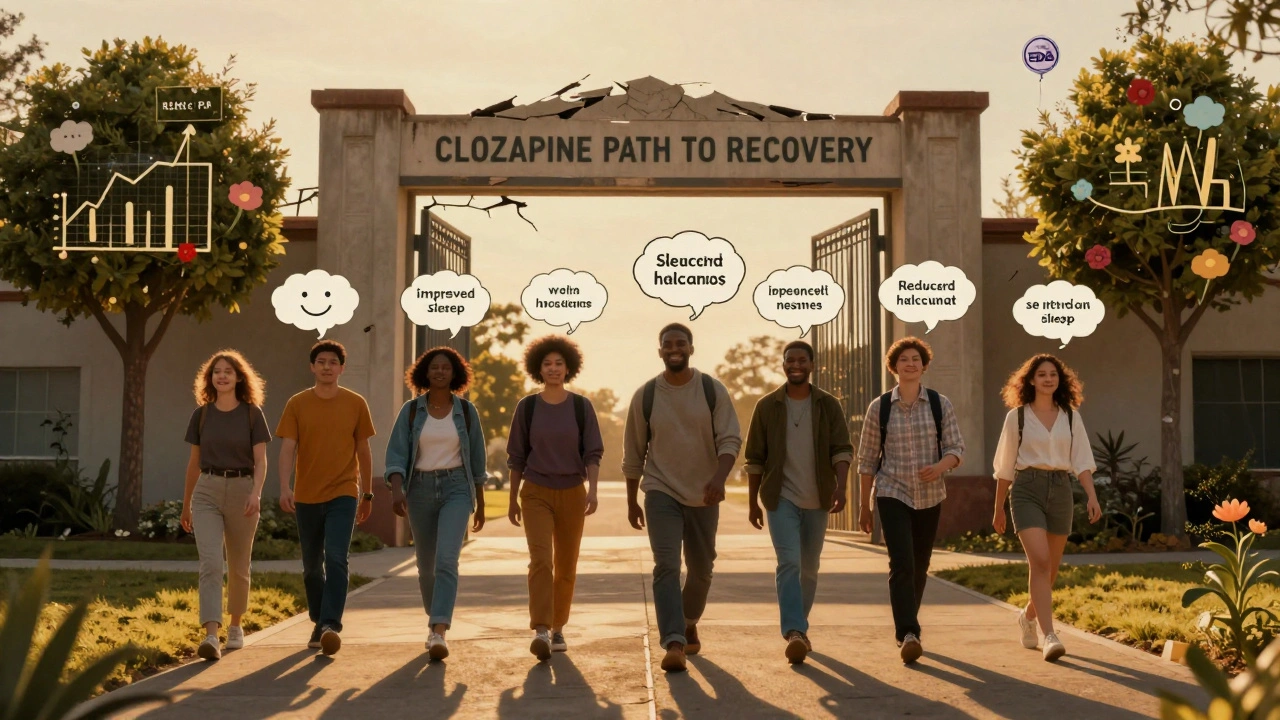 Patients walking toward recovery as old REMS gate crumbles behind them