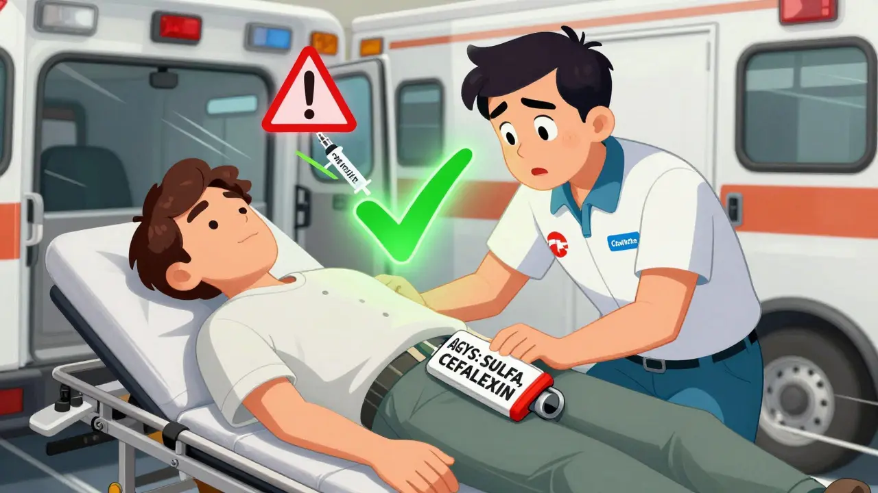 EMT noticing a medical bracelet on an unconscious man’s wrist during an emergency transport.